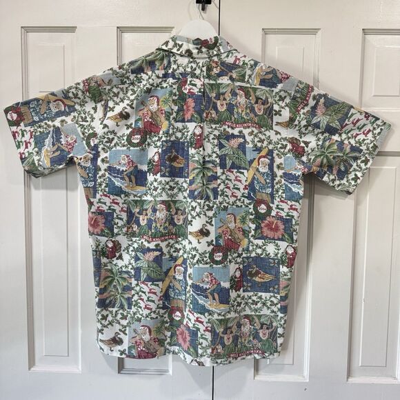 2004 Reyn Spooner Quilt Santa Mele Kalikimaka Popover Hawaiian Christmas Large - Picture 3 of 12